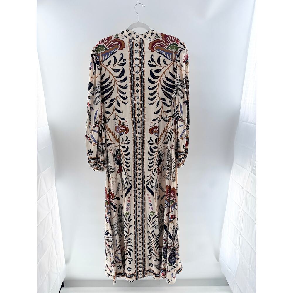 FARM Rio Botanical Print Long Sleeve V-Neck Maxi Dress Classic Nature Sand Large - Picture 6 of 8